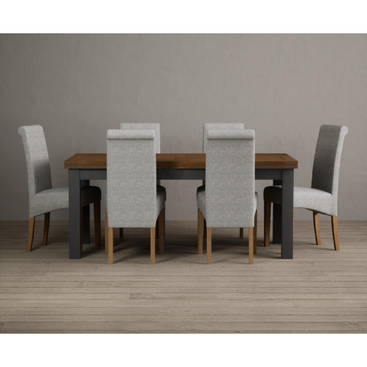 Extending Hampshire 180cm Oak and Charcoal Grey Dining Table With 8 Natural Scroll Back Chairs – image 6