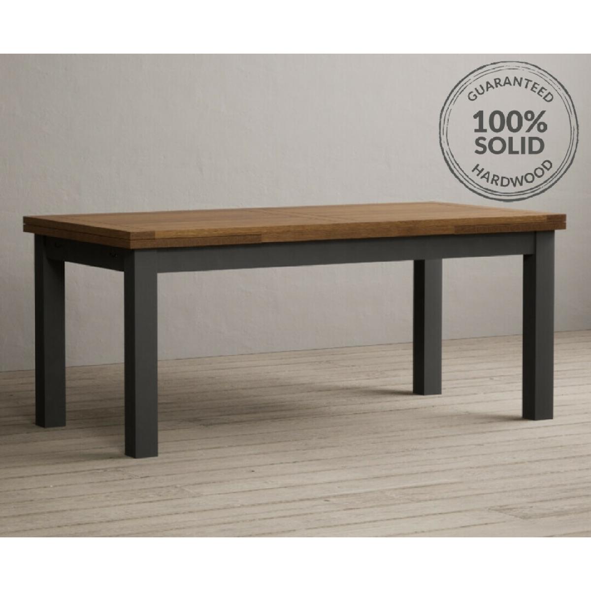 Extending Hampshire 180cm Oak and Charcoal Grey Dining Table With 8 Natural Scroll Back Chairs – image 8