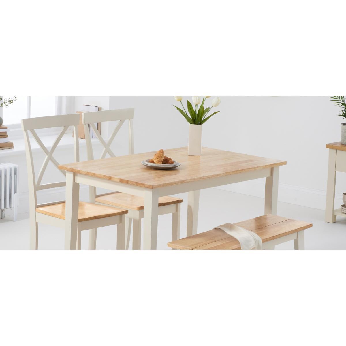 Chiltern 114cm Oak and Cream Table with Epsom Chairs and Bench - Cream, 2 Chairs – image 7