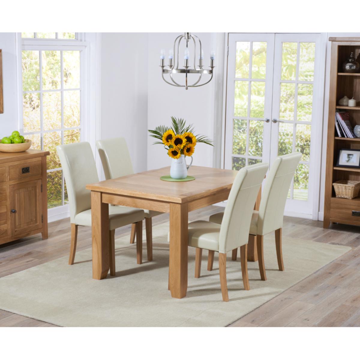 Yateley 130cm Oak Extending Dining Table With 4 Brown Albany Chairs – image 2