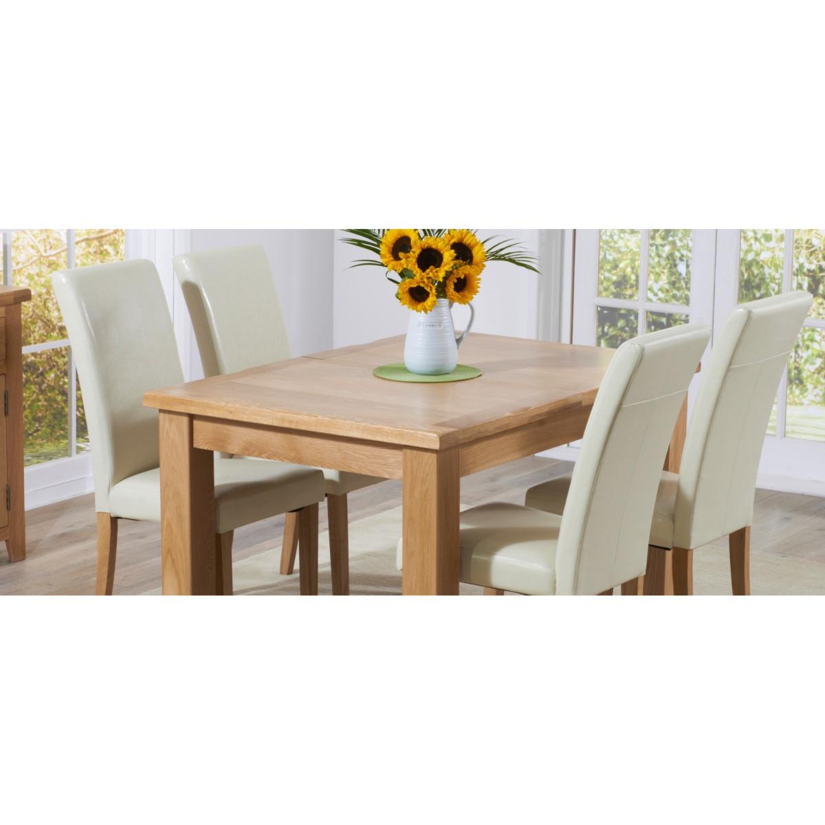 Yateley 130cm Oak Extending Dining Table With 4 Brown Albany Chairs – image 13