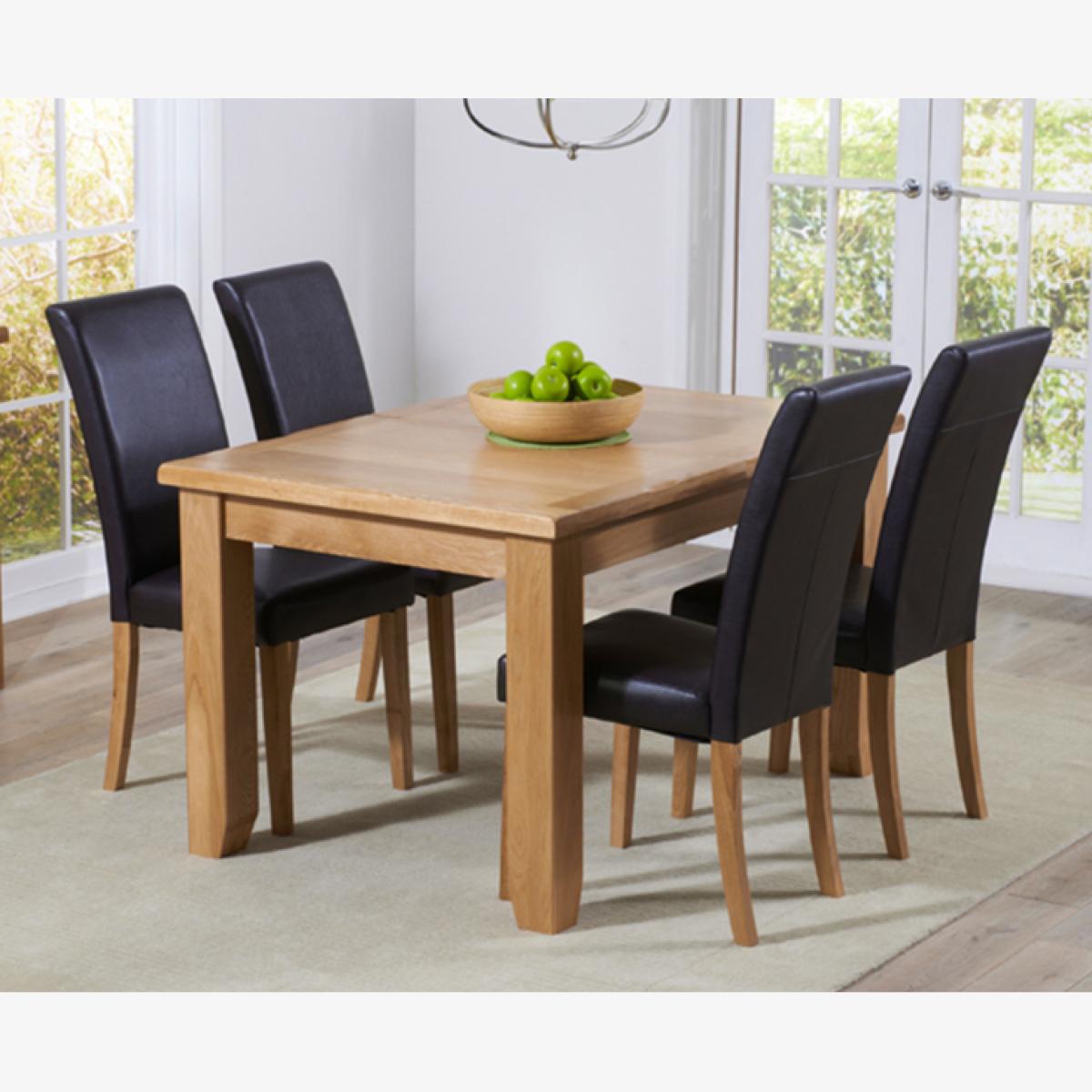 Yateley 130cm Oak Extending Dining Table With 4 Brown Albany Chairs – image 1