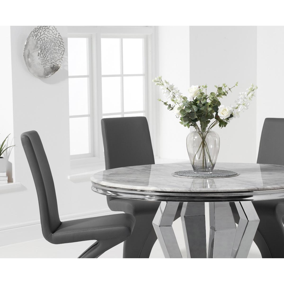 Viscount 130cm Round Marble Dining Table With 6 Grey Hampstead Z Chairs – image 2