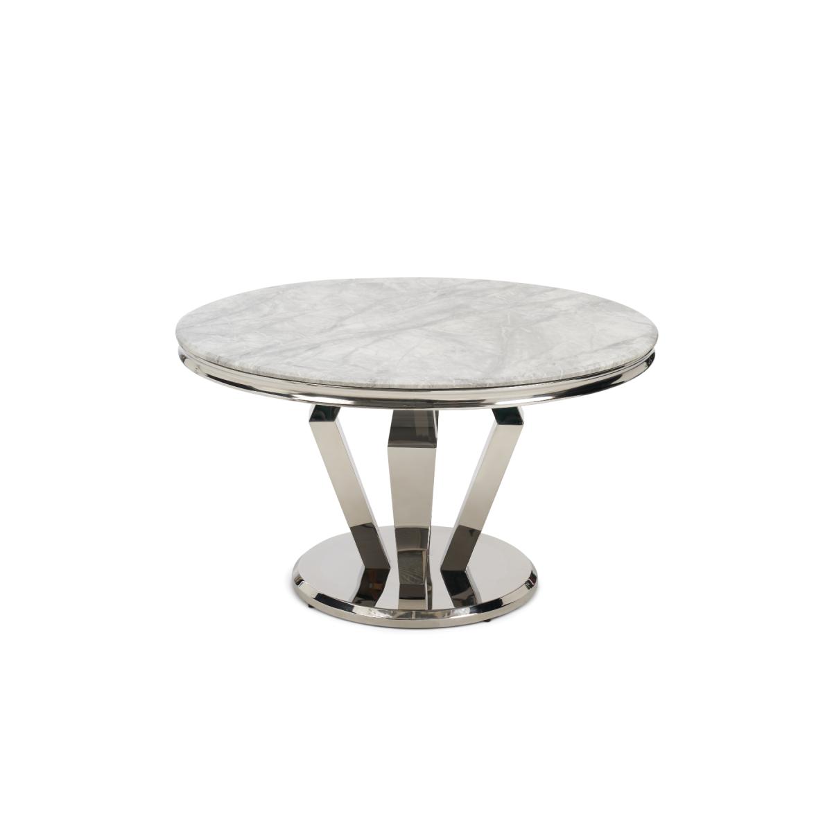 Viscount 130cm Round Marble Dining Table With 6 Grey Hampstead Z Chairs – image 12