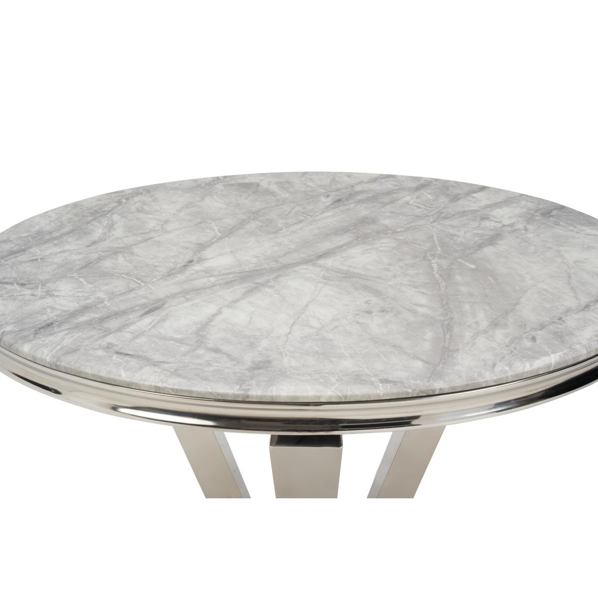 Viscount 130cm Round Marble Dining Table With 6 Grey Hampstead Z Chairs – image 13