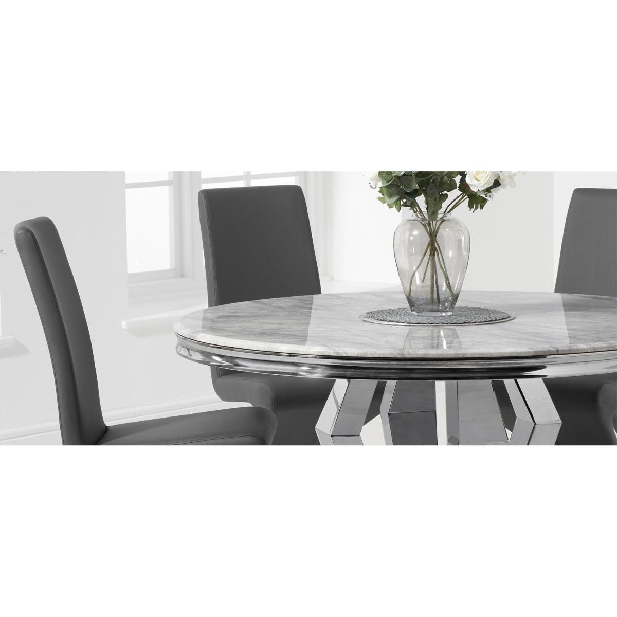 Viscount 130cm Round Marble Dining Table With 6 Grey Hampstead Z Chairs – image 9