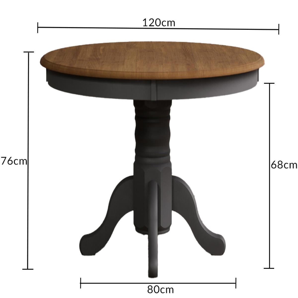 Hertford 120cm Oak and Charcoal Grey Painted Round Pedestal Table With 6 Linen Hertford Chairs – image 14
