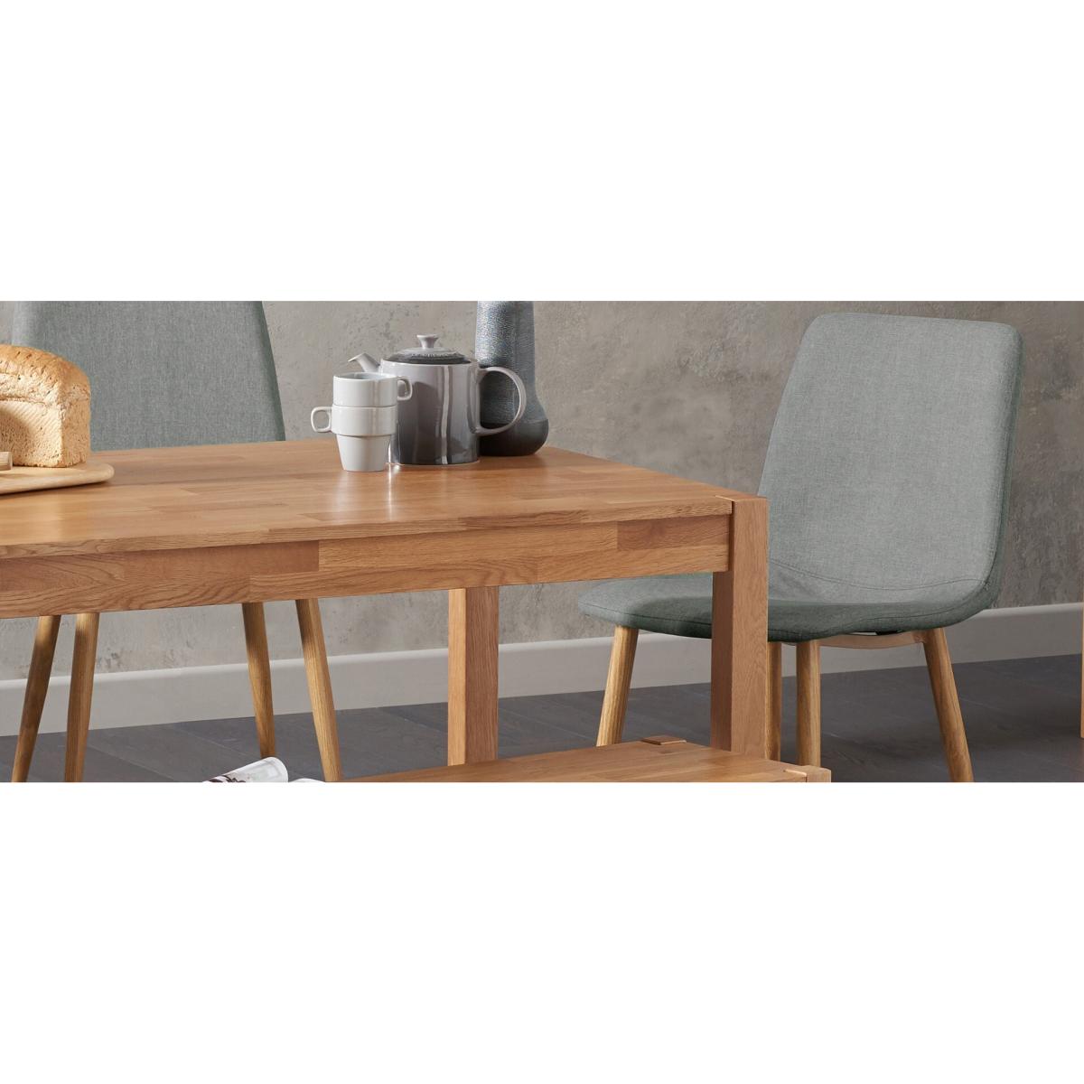 York 120cm Solid Oak Dining Table With 4 Grey Astrid Fabric Chairs With 2 York Benches – image 8