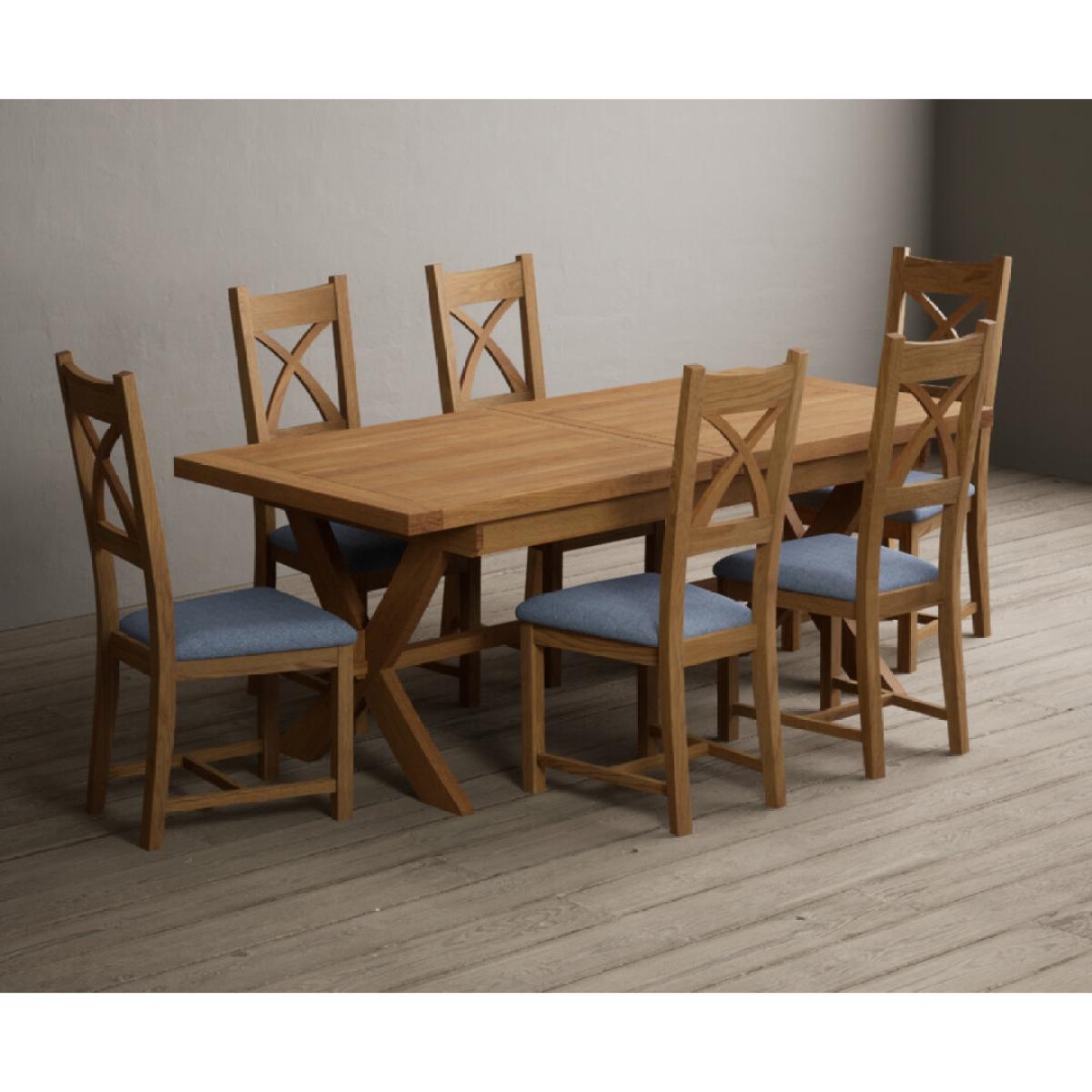 Extending Buckley 200cm Solid Oak Dining Table with 10 Linen Natural Solid Oak Chairs – image 3