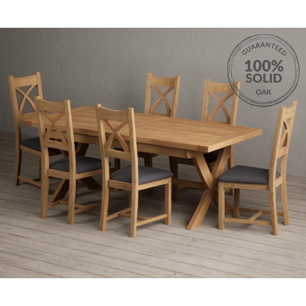 Extending Buckley 200cm Solid Oak Dining Table with 10 Linen Natural Solid Oak Chairs – image 29