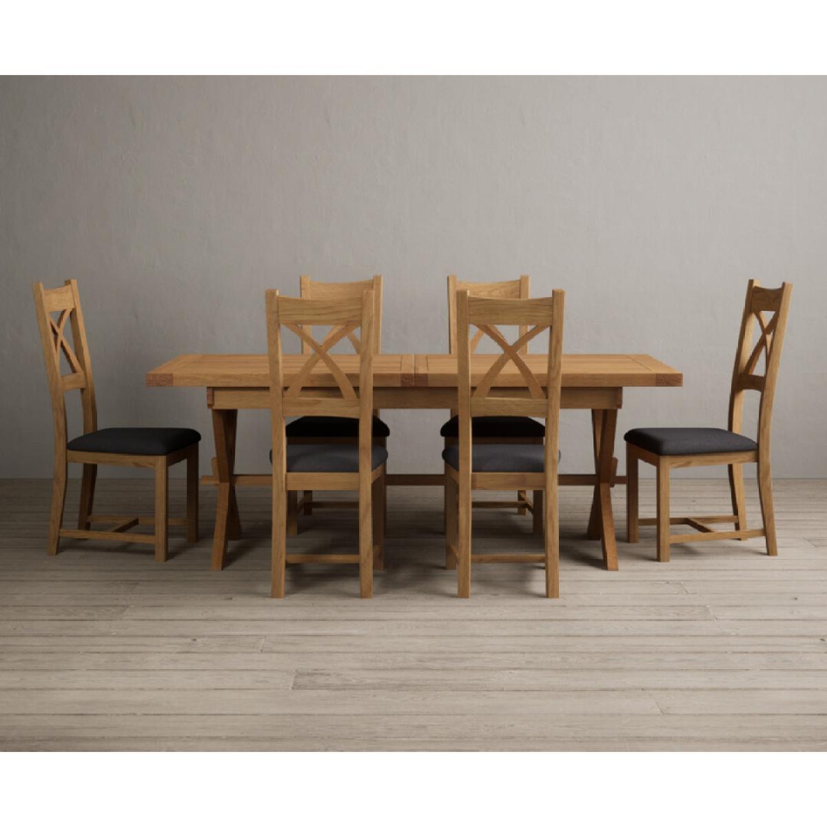Extending Buckley 200cm Solid Oak Dining Table with 10 Linen Natural Solid Oak Chairs – image 30