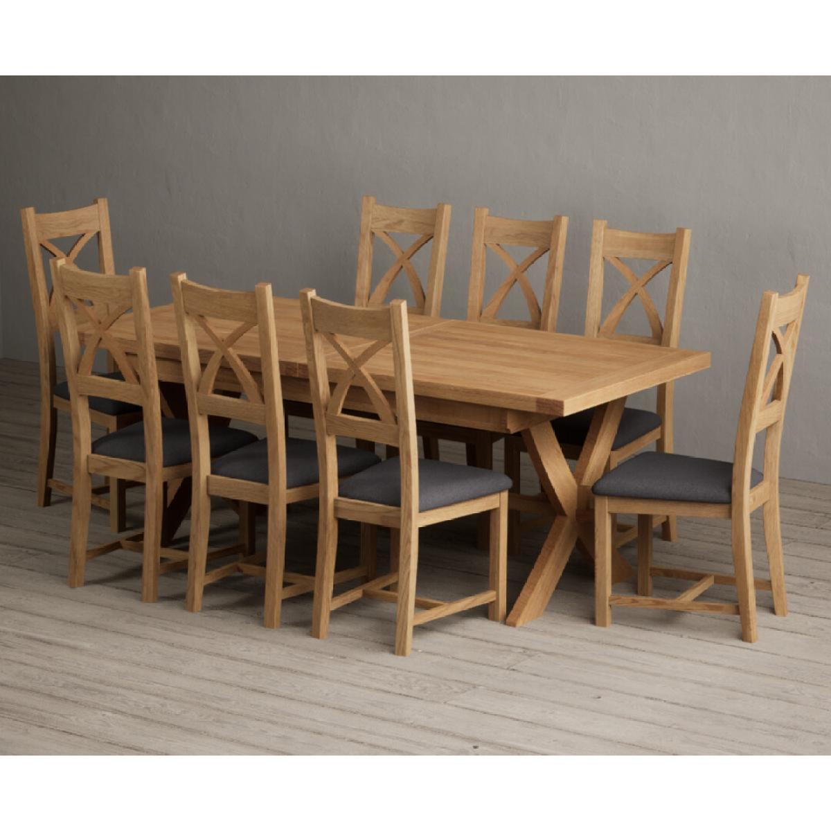 Extending Buckley 200cm Solid Oak Dining Table with 10 Linen Natural Solid Oak Chairs – image 32