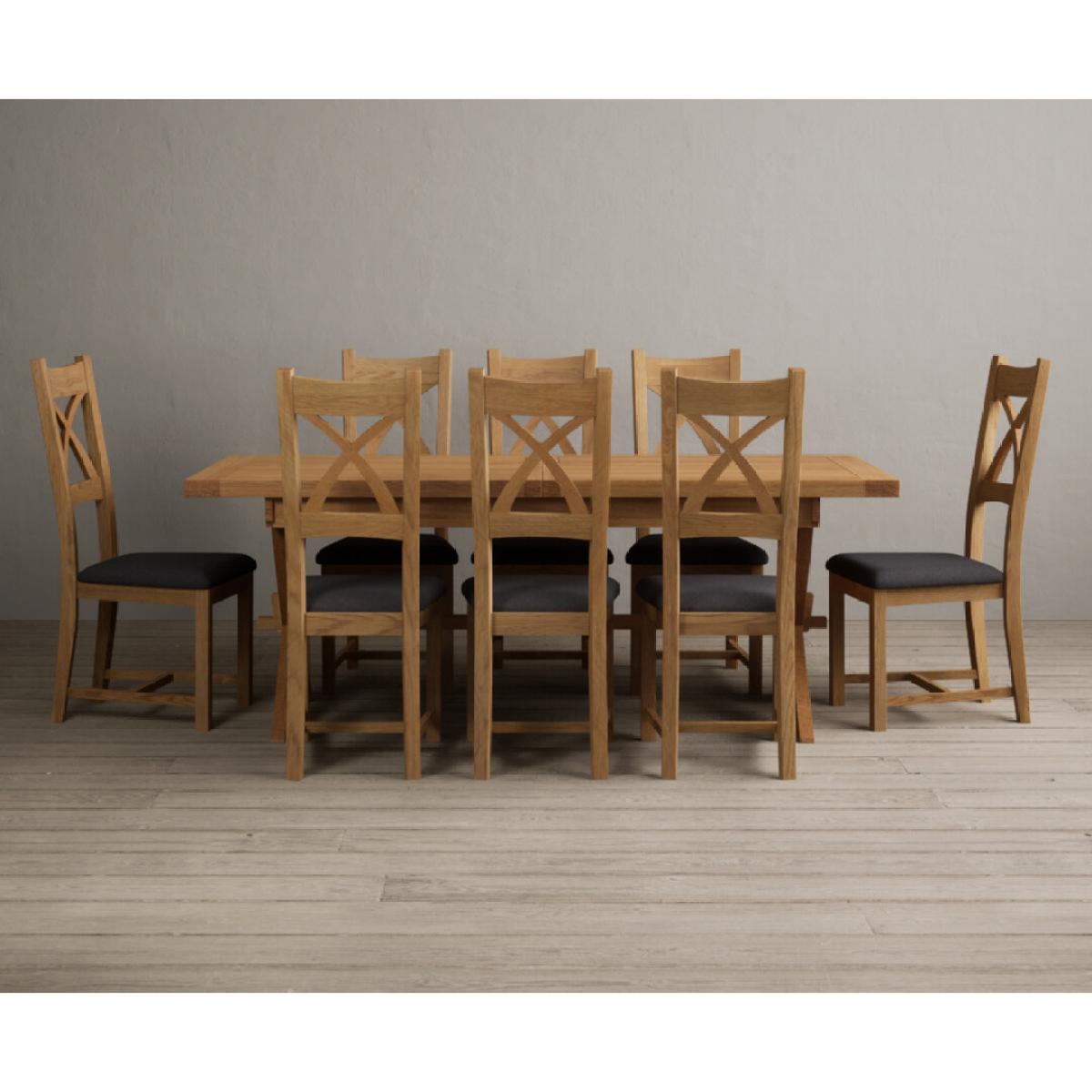 Extending Buckley 200cm Solid Oak Dining Table with 10 Linen Natural Solid Oak Chairs – image 33