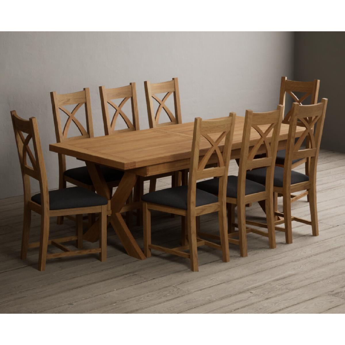 Extending Buckley 200cm Solid Oak Dining Table with 10 Linen Natural Solid Oak Chairs – image 34