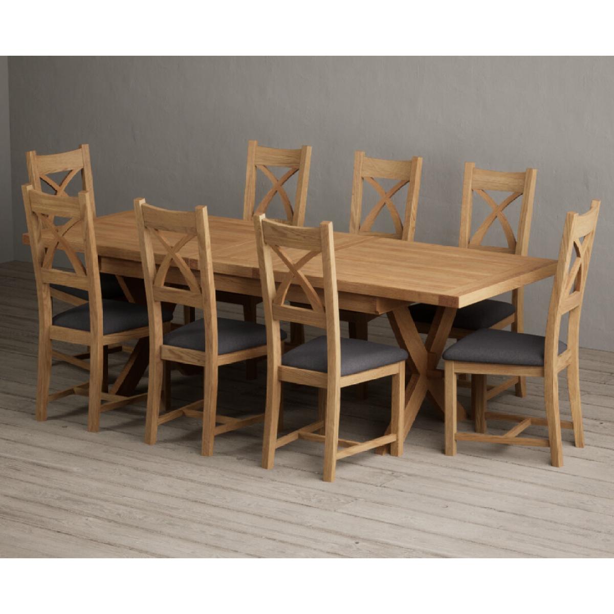 Extending Buckley 200cm Solid Oak Dining Table with 10 Linen Natural Solid Oak Chairs – image 35