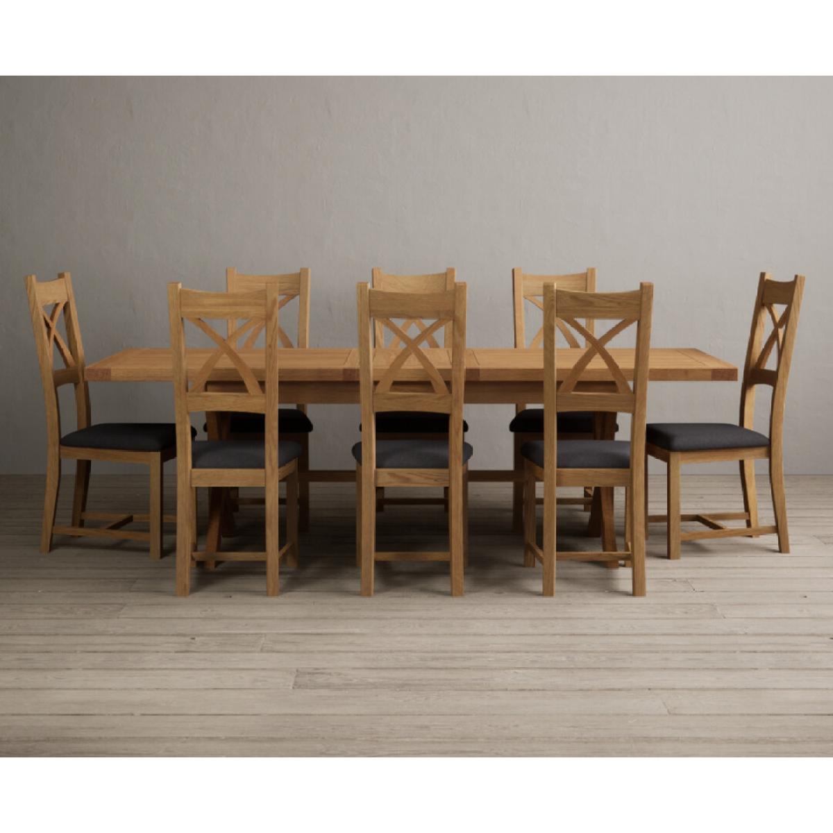 Extending Buckley 200cm Solid Oak Dining Table with 10 Linen Natural Solid Oak Chairs – image 36