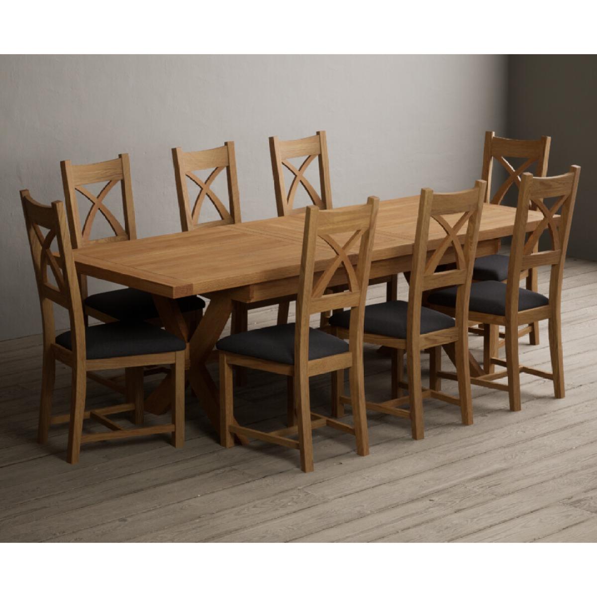 Extending Buckley 200cm Solid Oak Dining Table with 10 Linen Natural Solid Oak Chairs – image 37