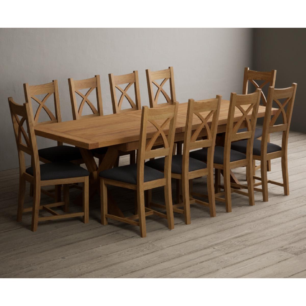 Extending Buckley 200cm Solid Oak Dining Table with 10 Linen Natural Solid Oak Chairs – image 40