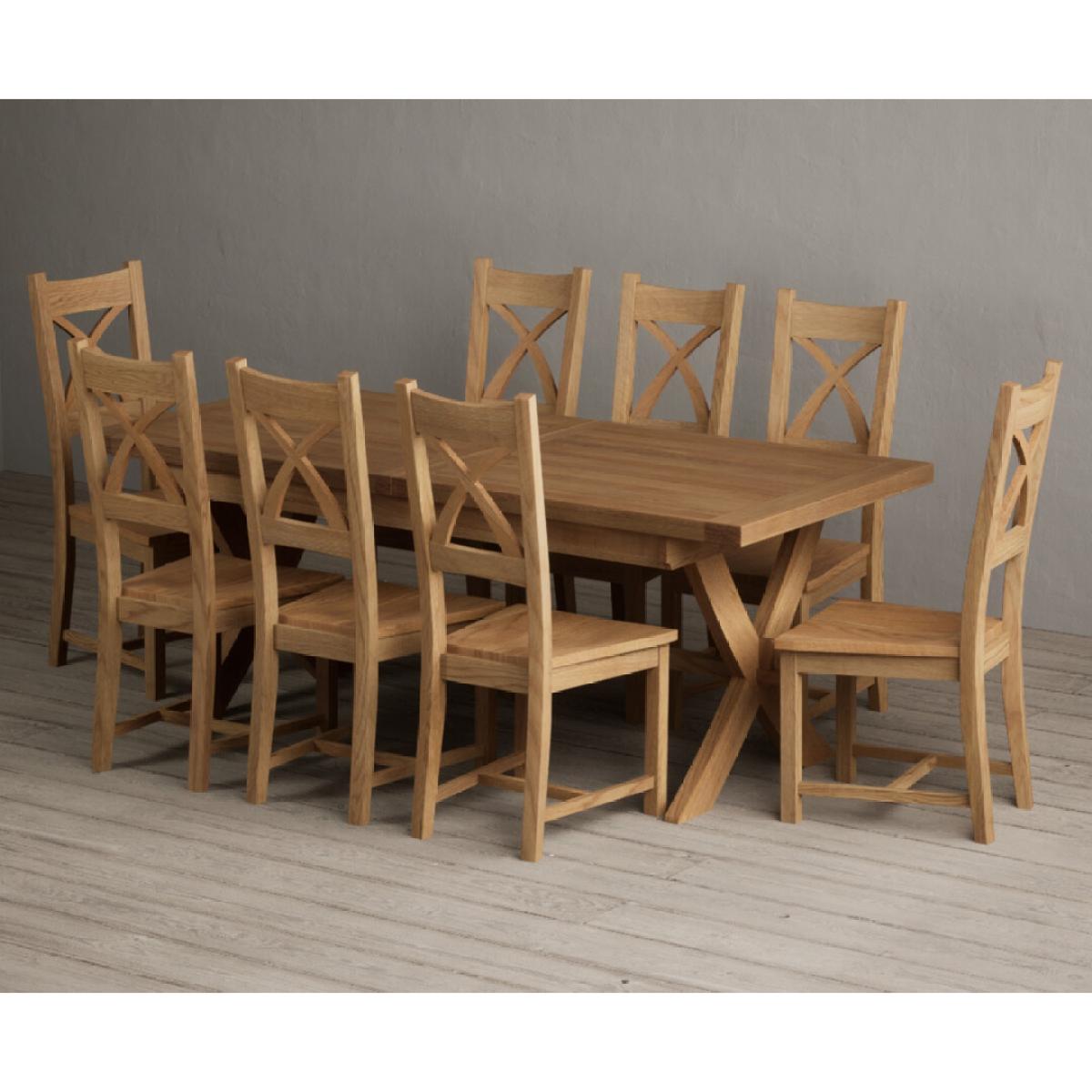 Extending Buckley 200cm Solid Oak Dining Table with 10 Linen Natural Solid Oak Chairs – image 47