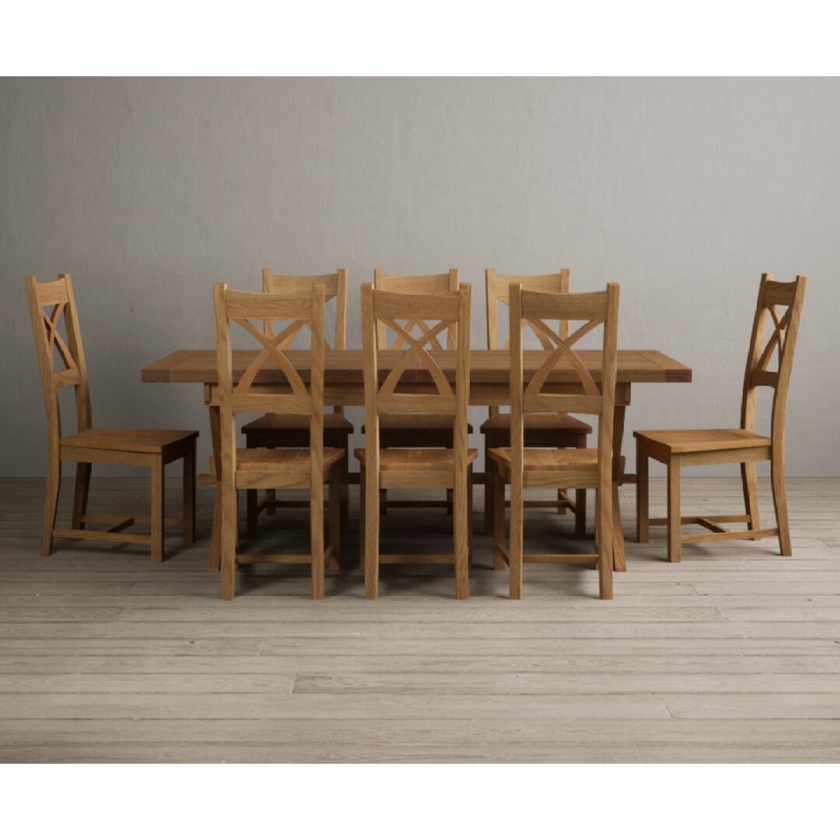 Extending Buckley 200cm Solid Oak Dining Table with 10 Linen Natural Solid Oak Chairs – image 48