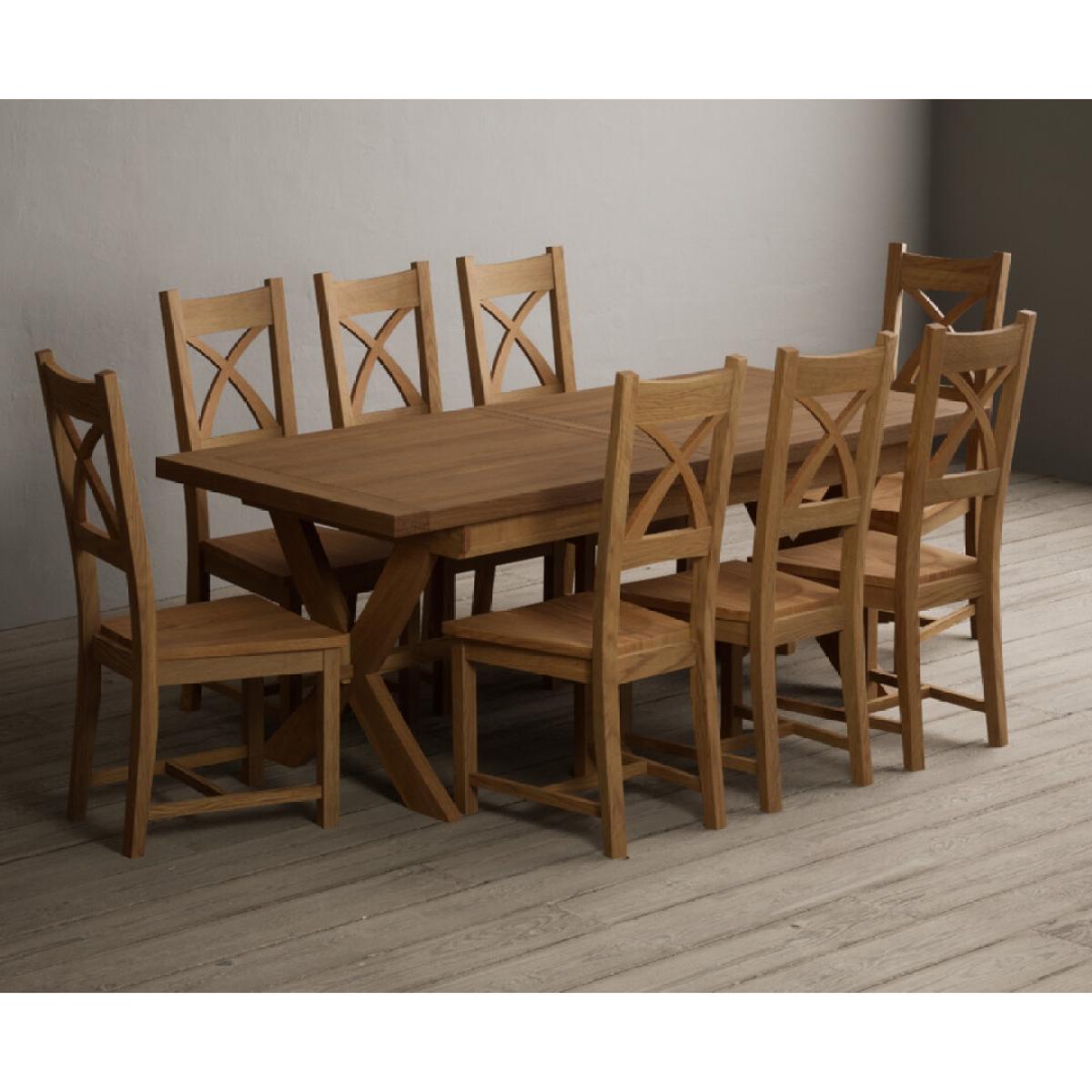 Extending Buckley 200cm Solid Oak Dining Table with 10 Linen Natural Solid Oak Chairs – image 49