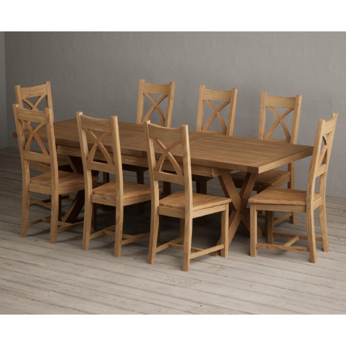 Extending Buckley 200cm Solid Oak Dining Table with 10 Linen Natural Solid Oak Chairs – image 50
