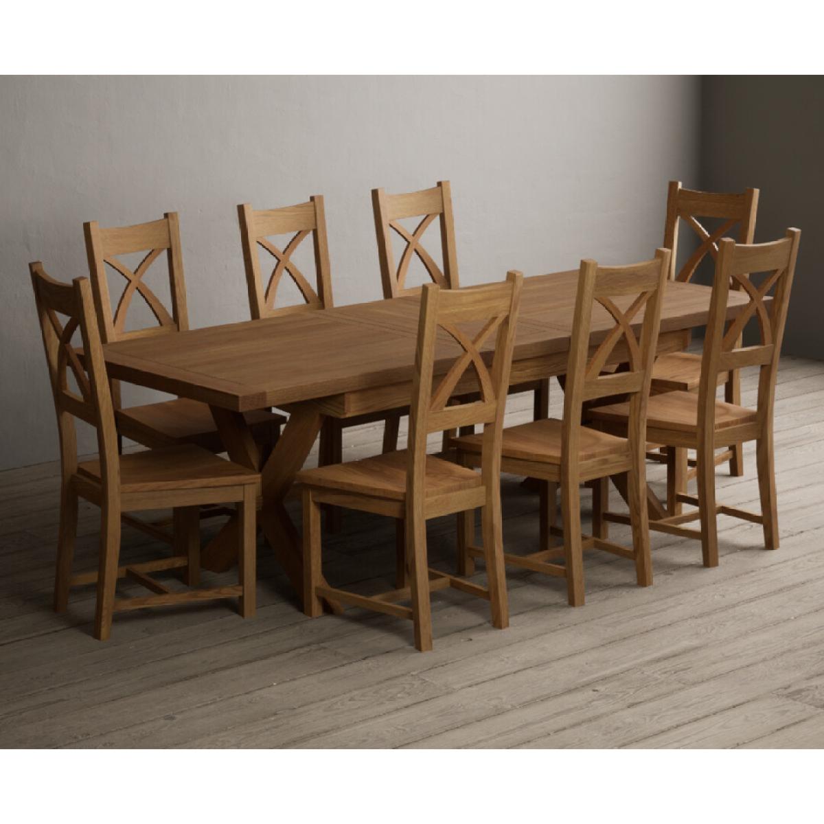 Extending Buckley 200cm Solid Oak Dining Table with 10 Linen Natural Solid Oak Chairs – image 52