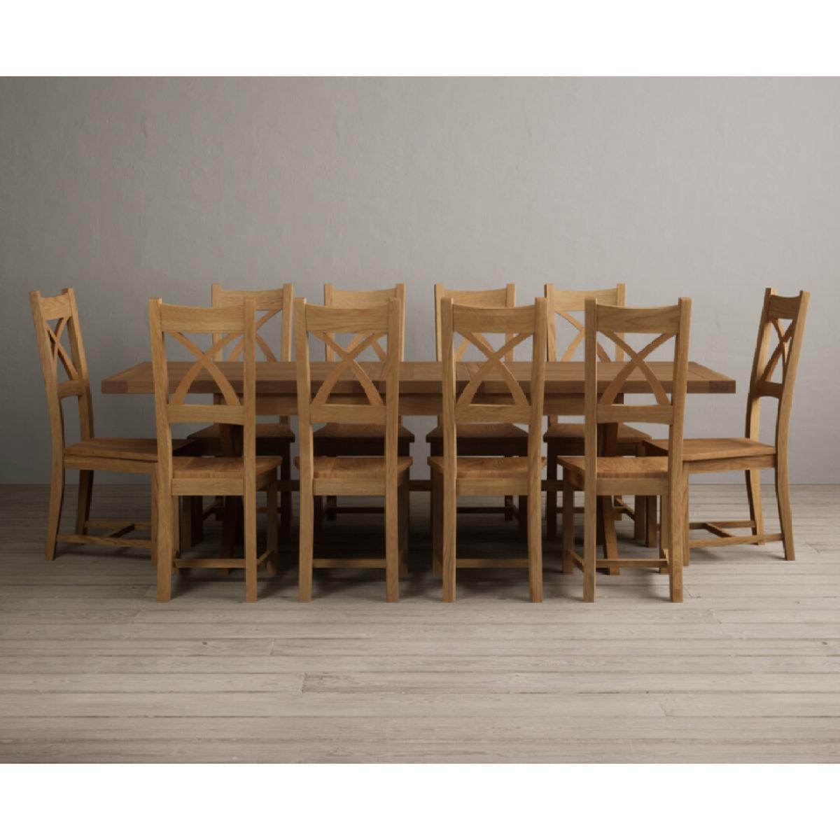 Extending Buckley 200cm Solid Oak Dining Table with 10 Linen Natural Solid Oak Chairs – image 54