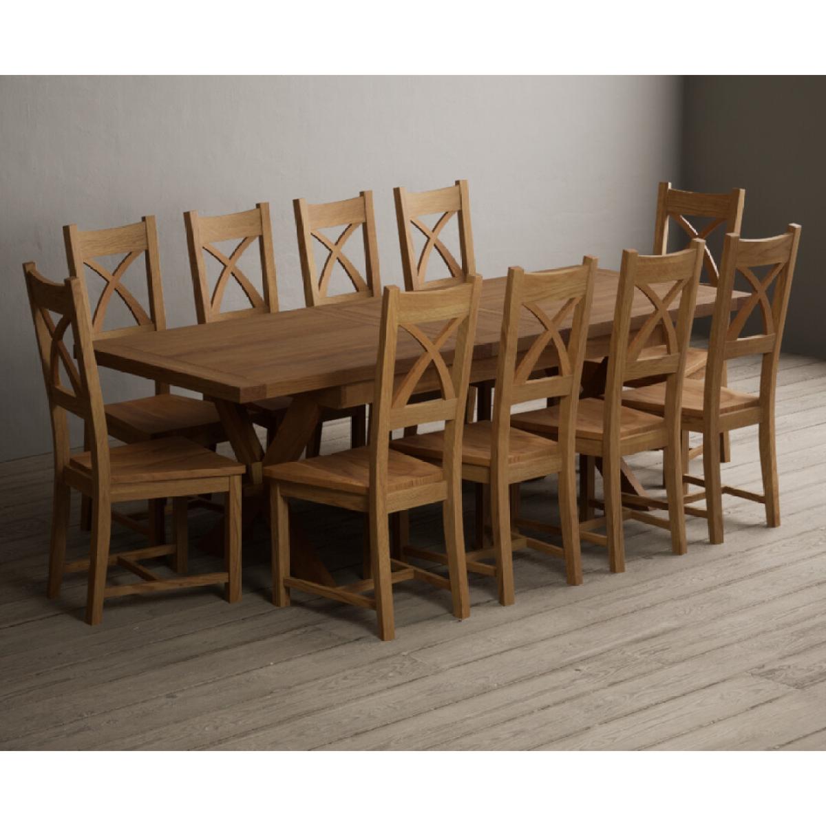 Extending Buckley 200cm Solid Oak Dining Table with 10 Linen Natural Solid Oak Chairs – image 55