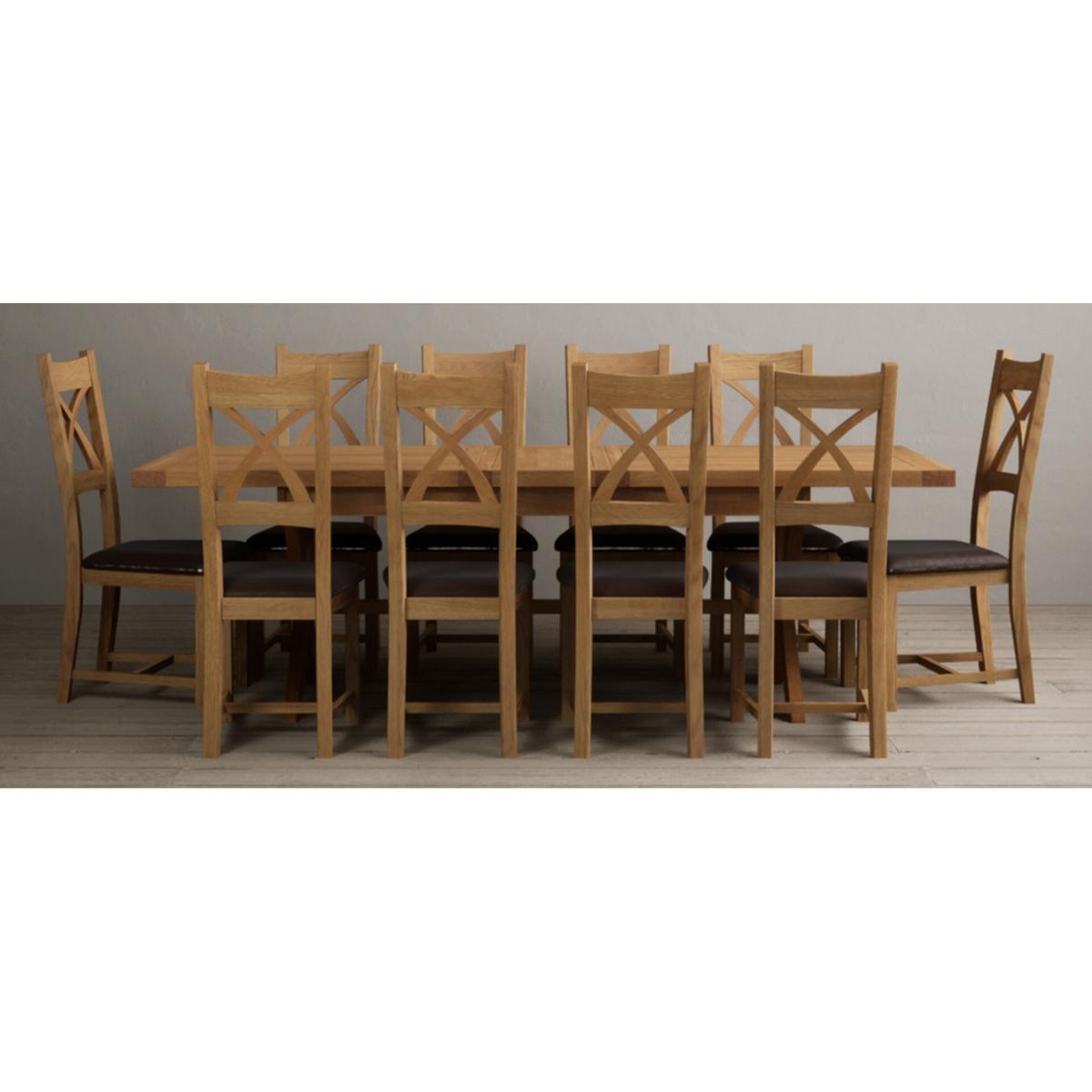 Extending Buckley 200cm Solid Oak Dining Table with 10 Linen Natural Solid Oak Chairs – image 65