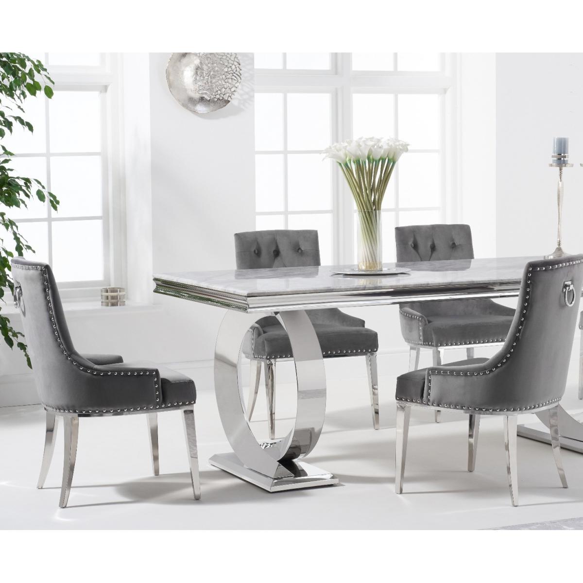 Hepburn 180cm Marble Dining Table with Talia Velvet Chairs - Grey, 6 Chairs – image 2