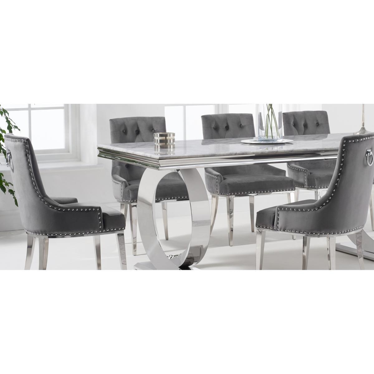Hepburn 180cm Marble Dining Table with Talia Velvet Chairs - Grey, 6 Chairs – image 11