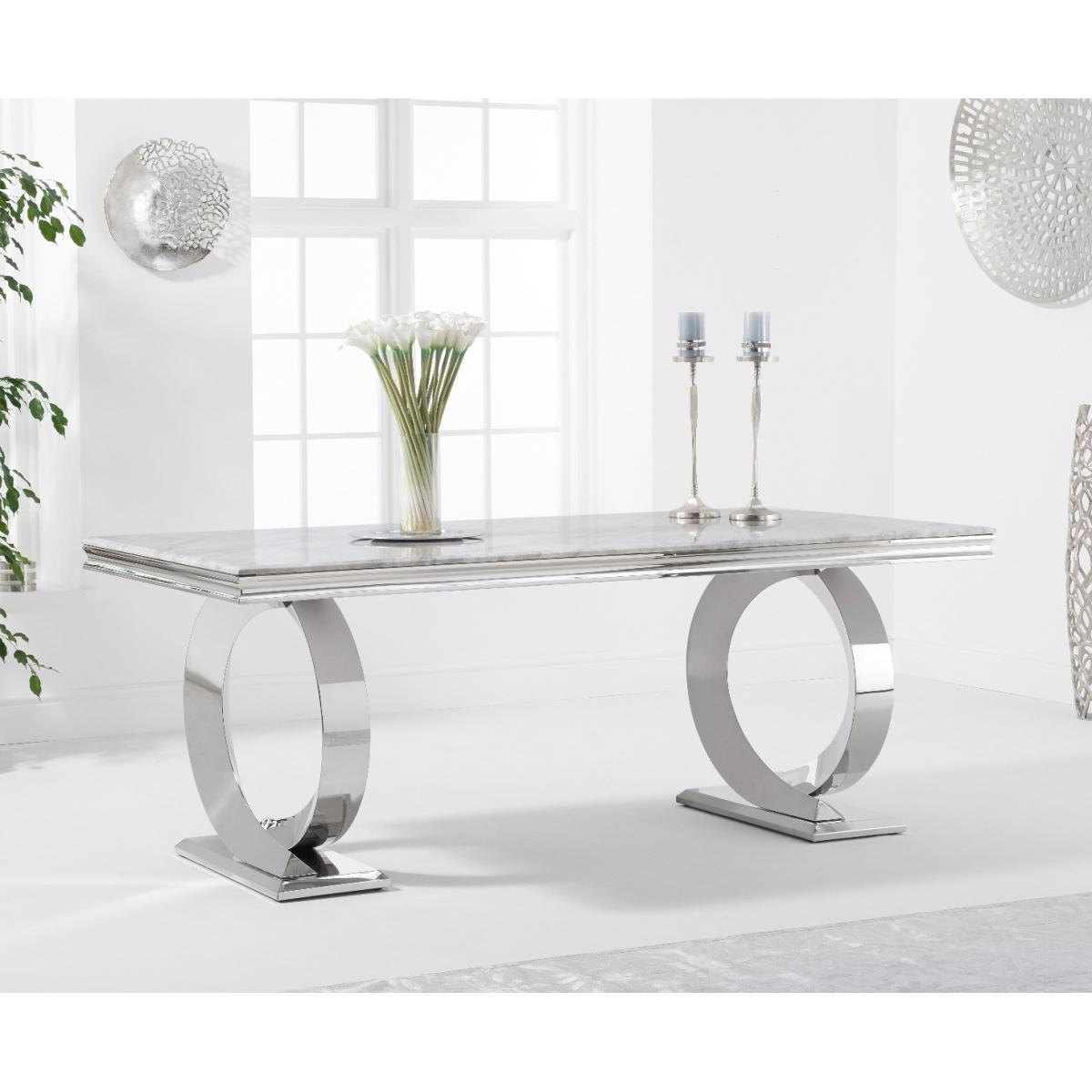 Hepburn 180cm Marble Dining Table with Talia Velvet Chairs - Grey, 6 Chairs – image 3