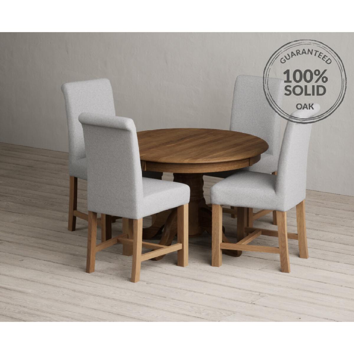 Extending Hertford 100cm - 130cm Rustic Oak Pedestal Dining Table with 4 Natural Scroll Back Chairs – image 12