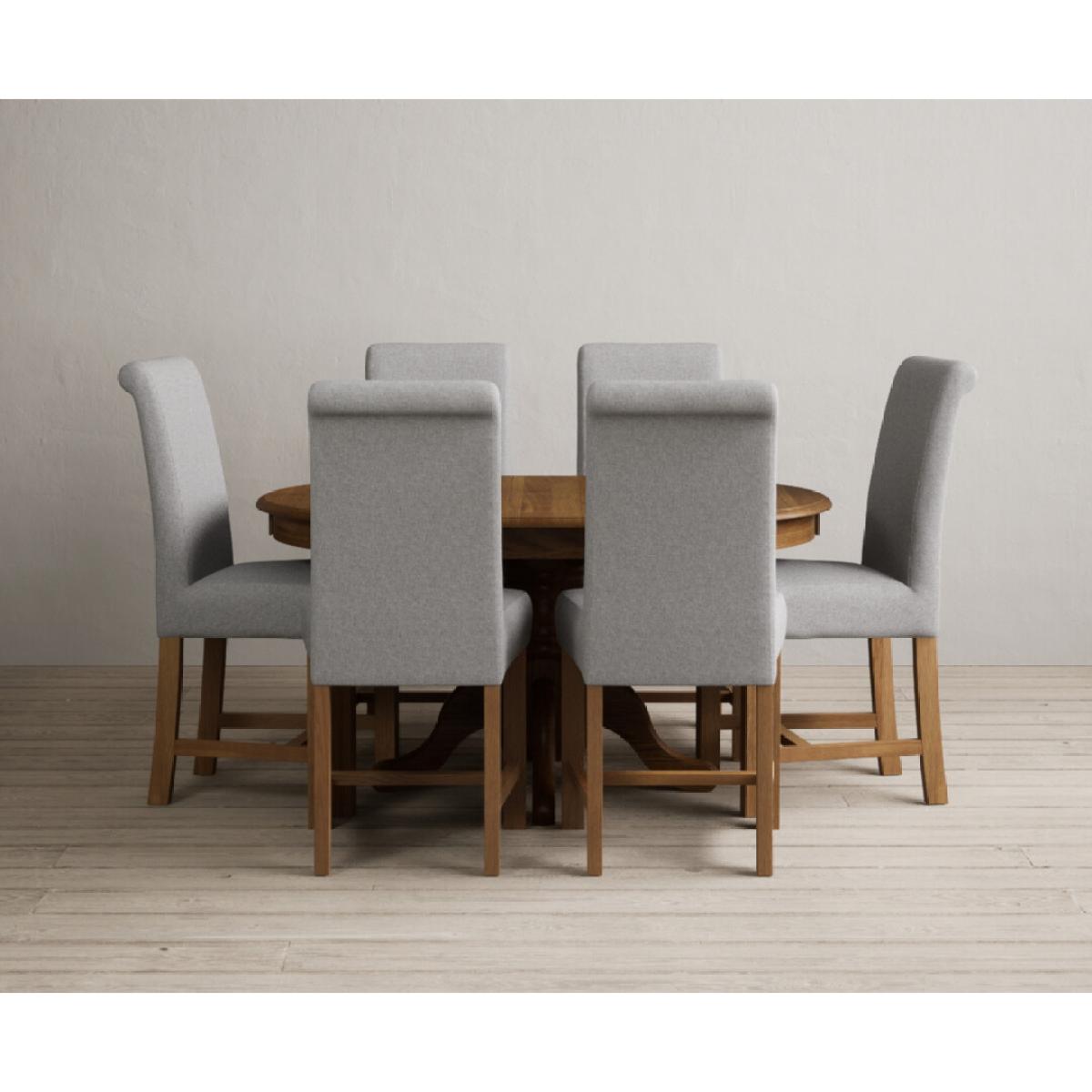 Extending Hertford 100cm - 130cm Rustic Oak Pedestal Dining Table with 4 Natural Scroll Back Chairs – image 20