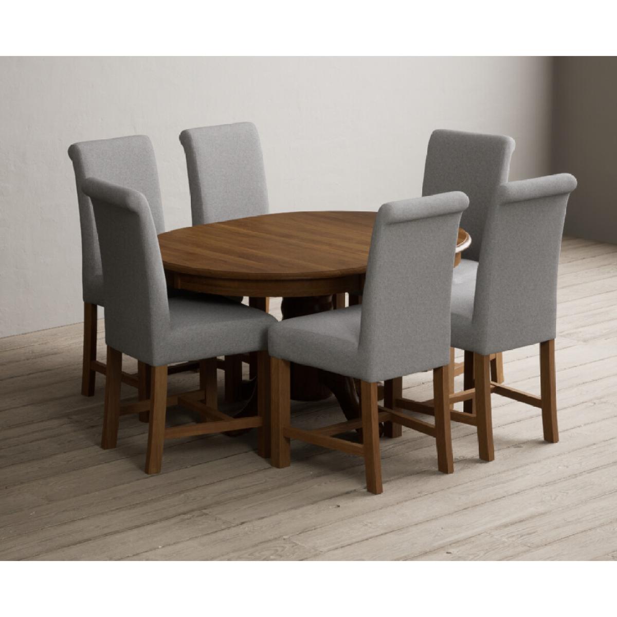 Extending Hertford 100cm - 130cm Rustic Oak Pedestal Dining Table with 4 Natural Scroll Back Chairs – image 21