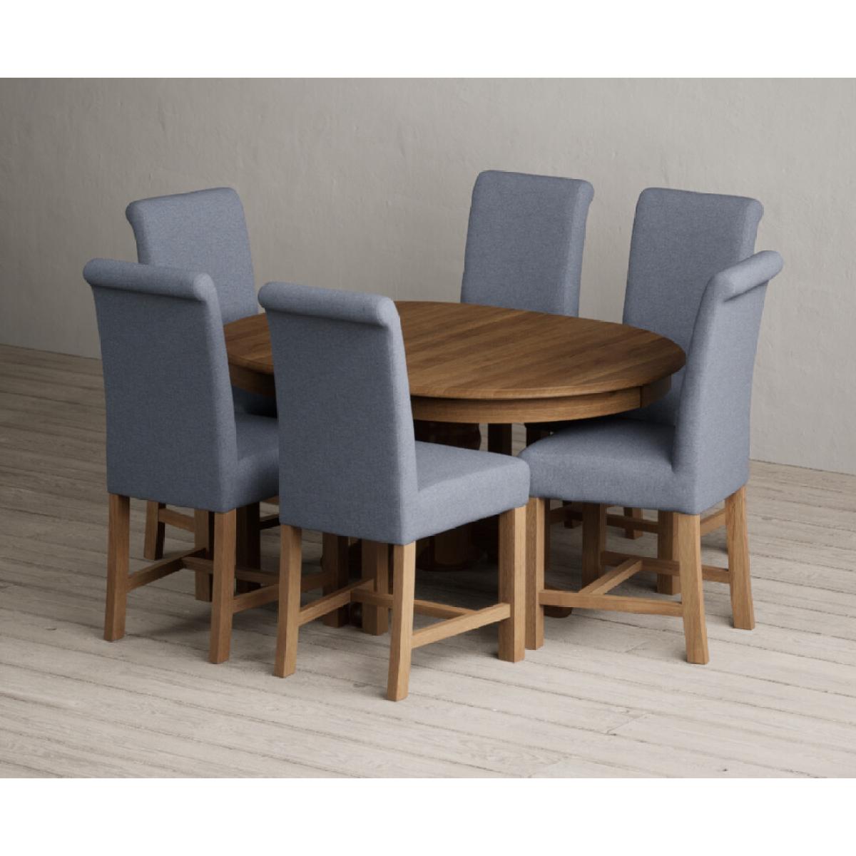 Extending Hertford 100cm - 130cm Rustic Oak Pedestal Dining Table with 4 Natural Scroll Back Chairs – image 30