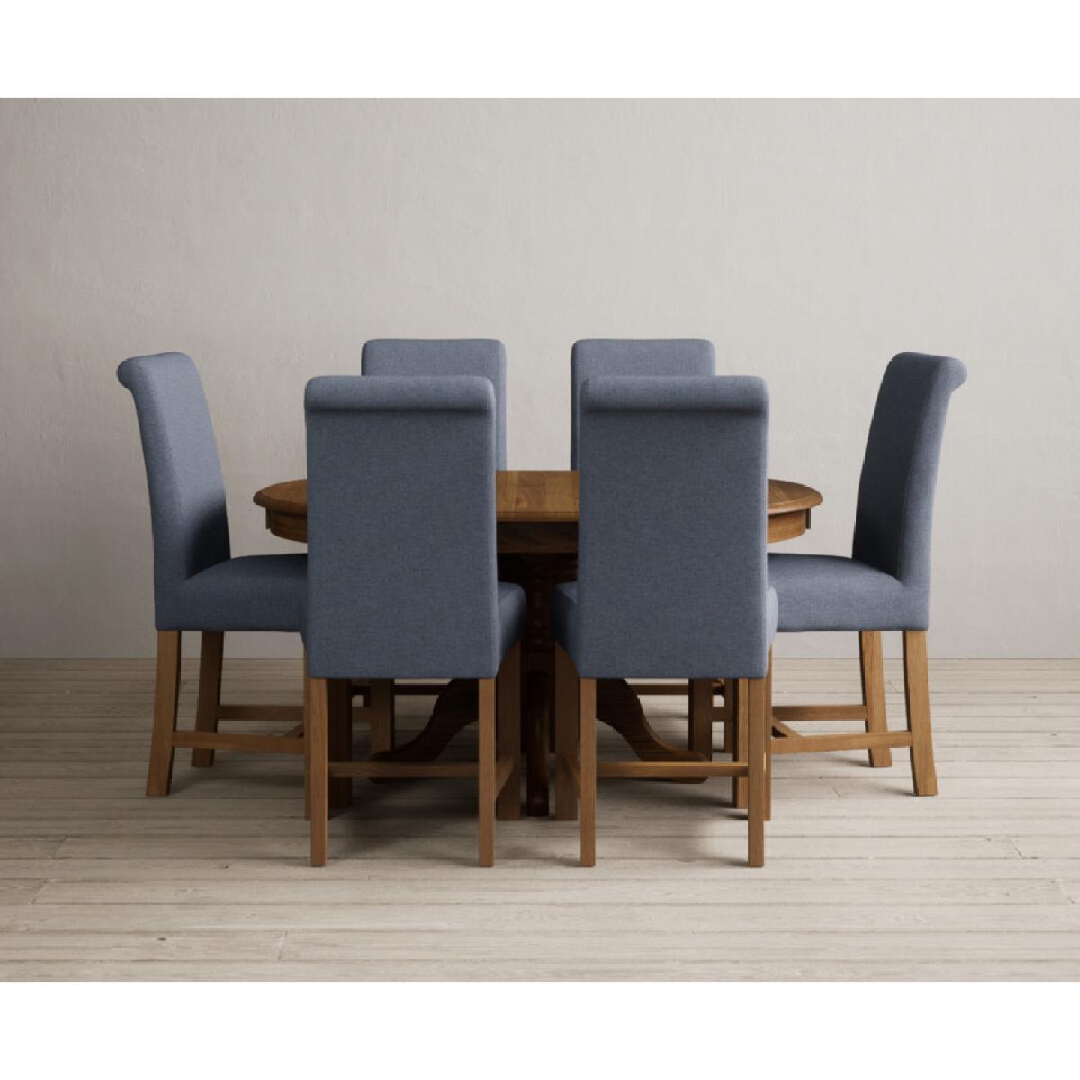 Extending Hertford 100cm - 130cm Rustic Oak Pedestal Dining Table with 4 Natural Scroll Back Chairs – image 31