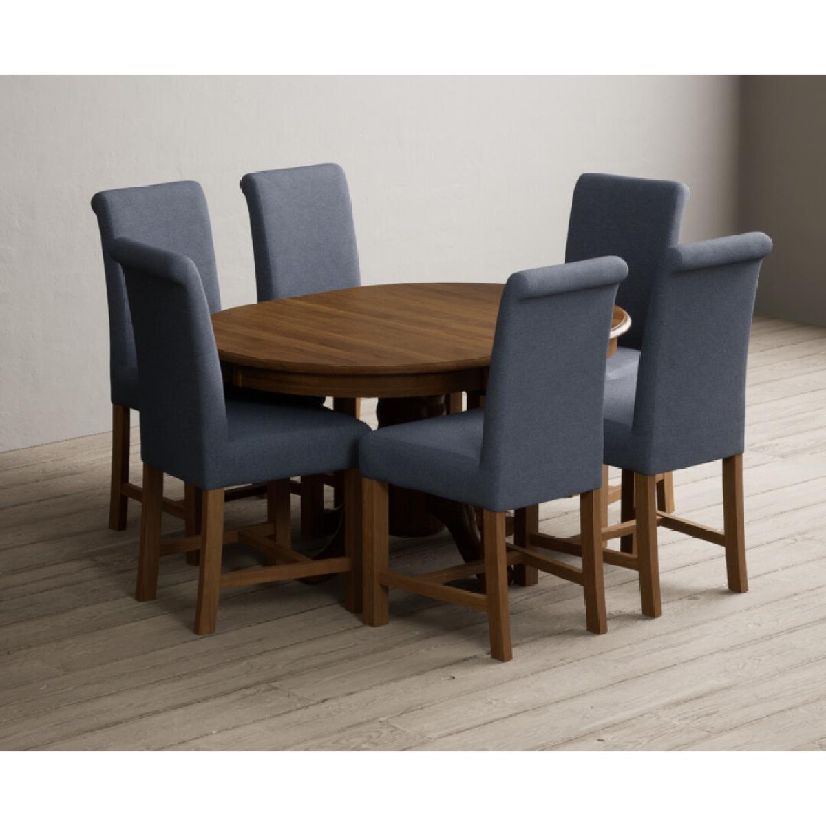 Extending Hertford 100cm - 130cm Rustic Oak Pedestal Dining Table with 4 Natural Scroll Back Chairs – image 32