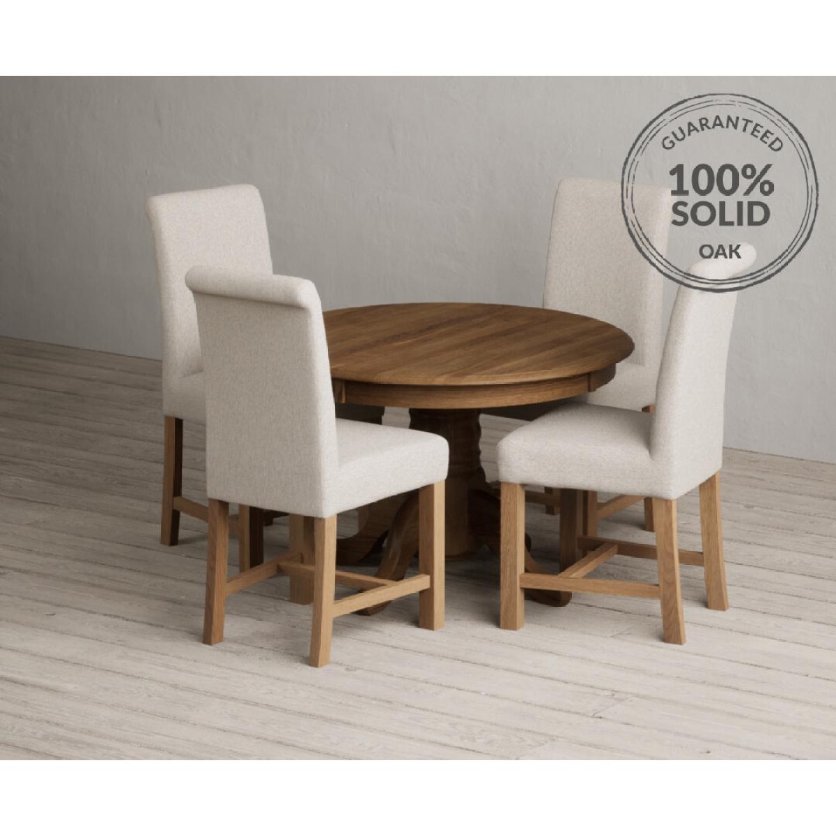 Extending Hertford 100cm - 130cm Rustic Oak Pedestal Dining Table with 4 Natural Scroll Back Chairs – image 34