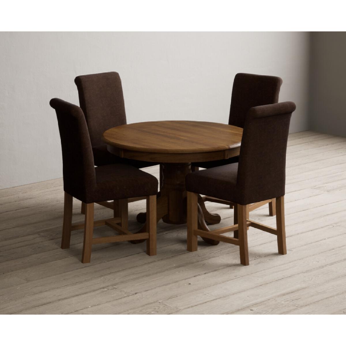 Extending Hertford 100cm - 130cm Rustic Oak Pedestal Dining Table with 4 Natural Scroll Back Chairs – image 48