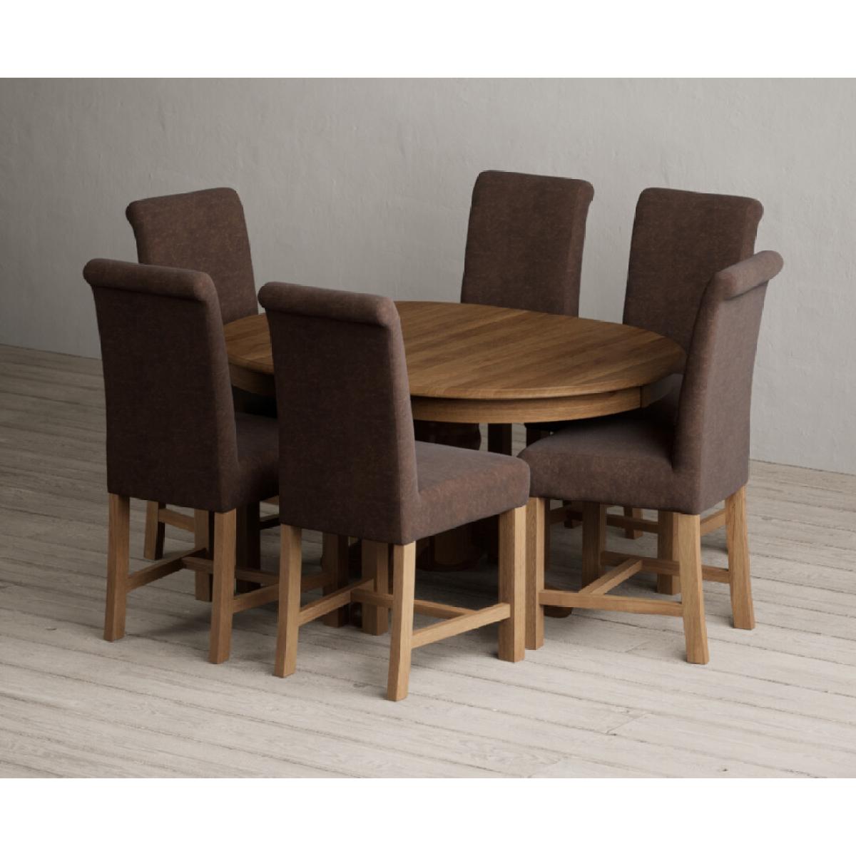 Extending Hertford 100cm - 130cm Rustic Oak Pedestal Dining Table with 4 Natural Scroll Back Chairs – image 52