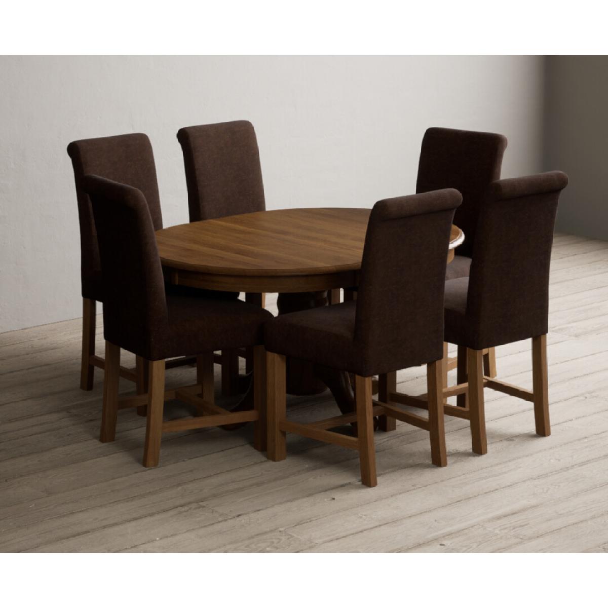 Extending Hertford 100cm - 130cm Rustic Oak Pedestal Dining Table with 4 Natural Scroll Back Chairs – image 54