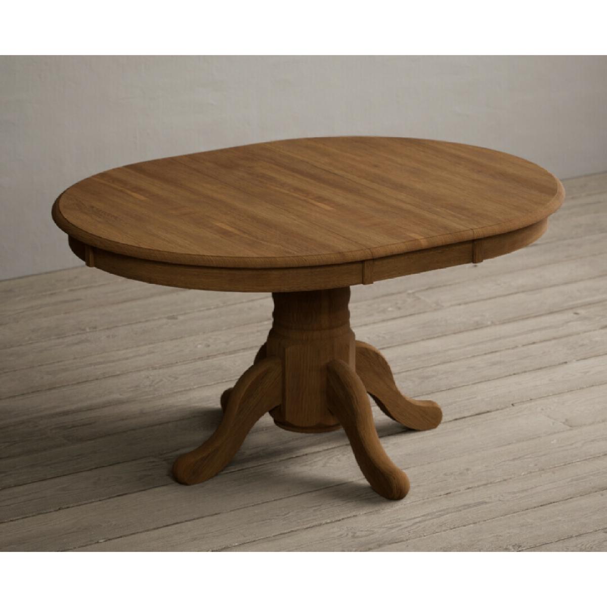 Extending Hertford 100cm - 130cm Rustic Oak Pedestal Dining Table with 4 Natural Scroll Back Chairs – image 56