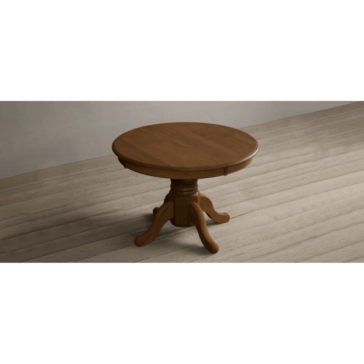 Extending Hertford 100cm - 130cm Rustic Oak Pedestal Dining Table with 4 Natural Scroll Back Chairs – image 57