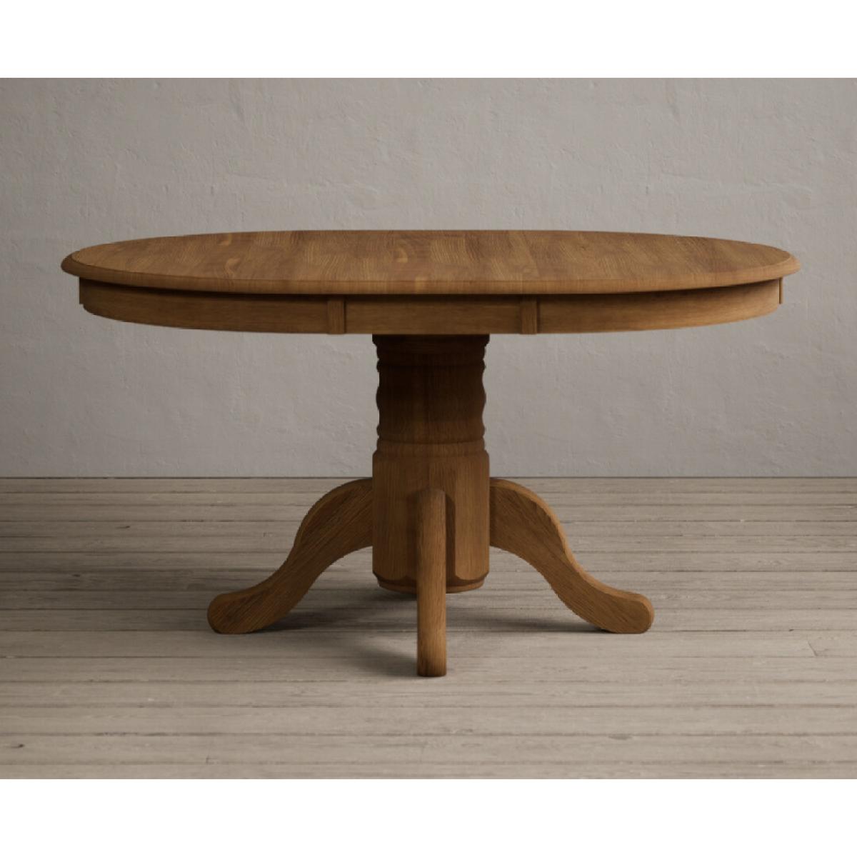 Extending Hertford 100cm - 130cm Rustic Oak Pedestal Dining Table with 4 Natural Scroll Back Chairs – image 60