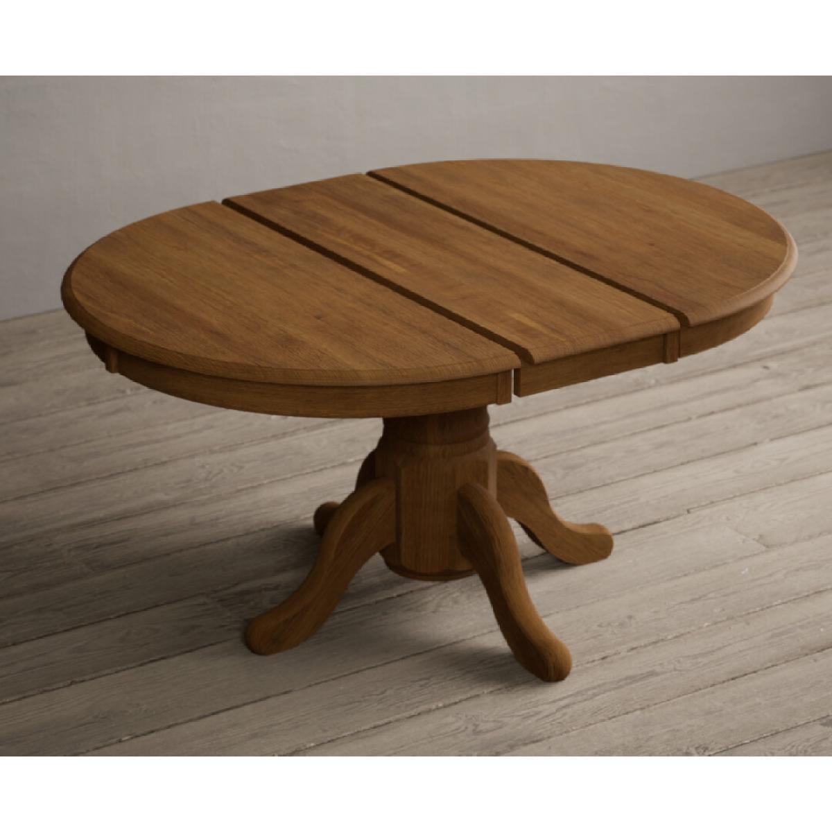 Extending Hertford 100cm - 130cm Rustic Oak Pedestal Dining Table with 4 Natural Scroll Back Chairs – image 61