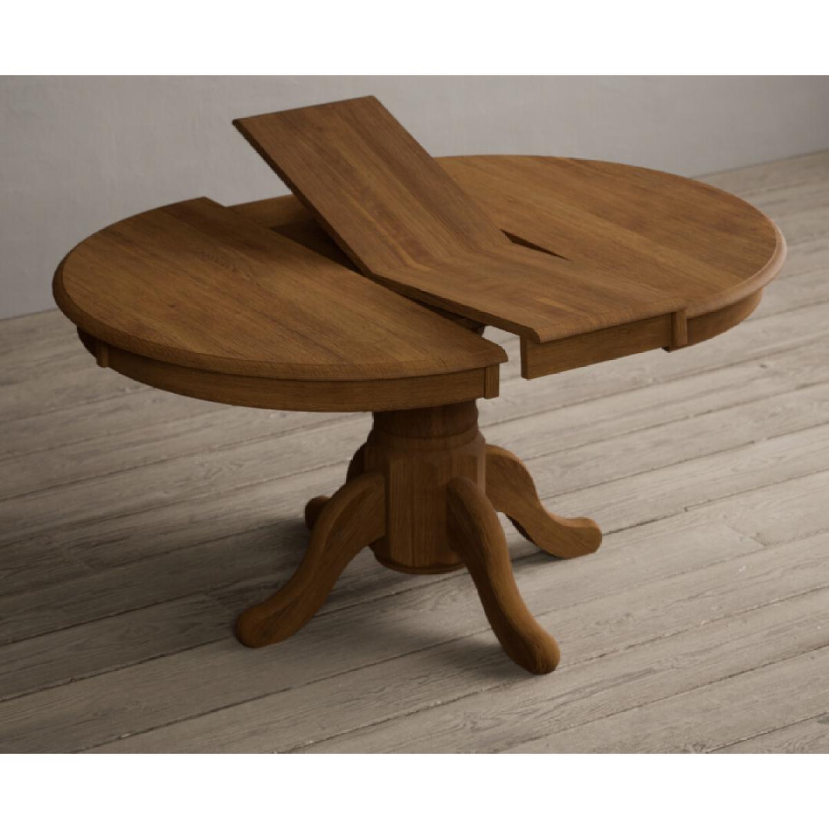 Extending Hertford 100cm - 130cm Rustic Oak Pedestal Dining Table with 4 Natural Scroll Back Chairs – image 62