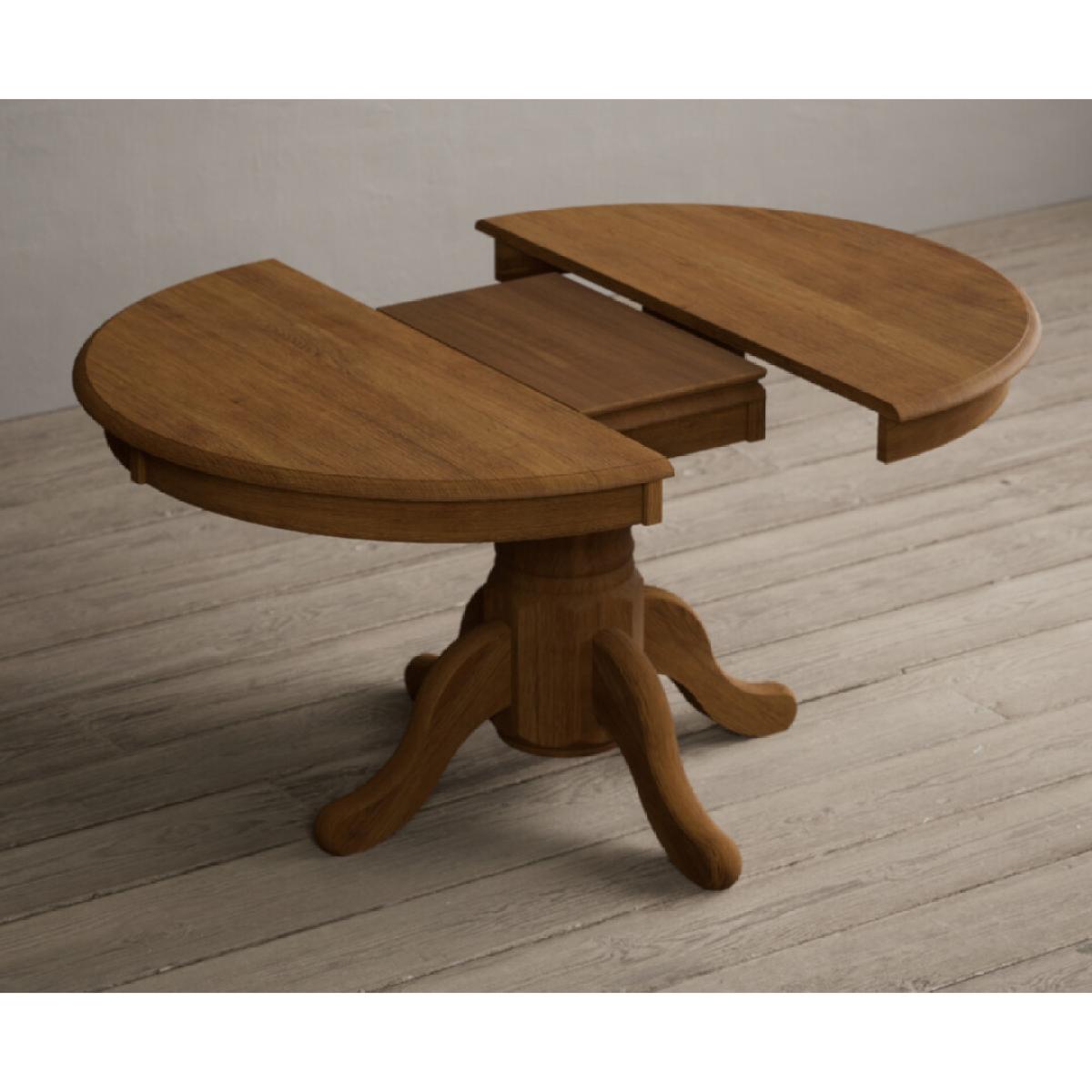 Extending Hertford 100cm - 130cm Rustic Oak Pedestal Dining Table with 4 Natural Scroll Back Chairs – image 63