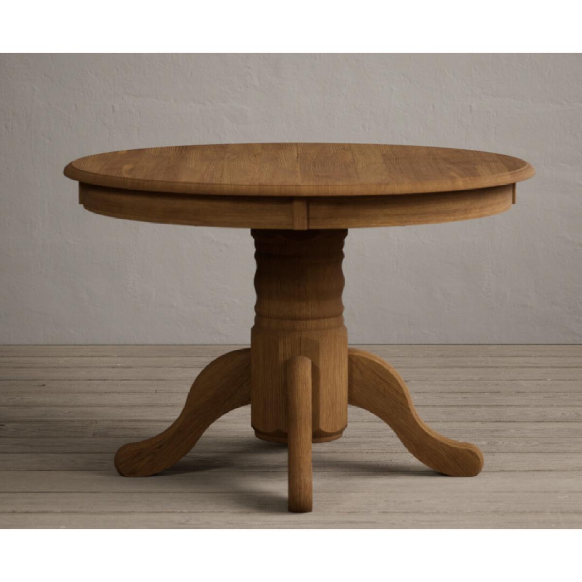 Extending Hertford 100cm - 130cm Rustic Oak Pedestal Dining Table with 4 Natural Scroll Back Chairs – image 65